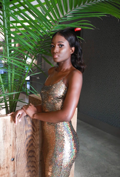 Kim Mini Dress - Gold - House of Glare