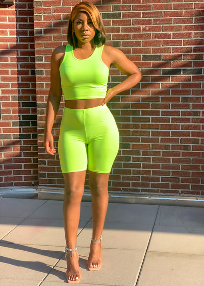 Mikaela Neon Biker Short Set - House of Glare